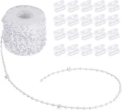 50 Meters Vertical Blind Chain, Window Blind Chain Beaded Blinds Blind Bottom Chain for 89mm Slats, 20 Ball Chain Connectors