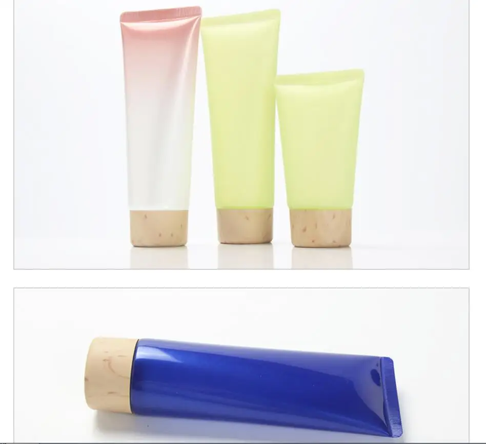 50ml100ml soft tube wooden shape lid cleaning serum hand cream/gel cleanser butter tube/cleanser milk skin care cosmetic packing