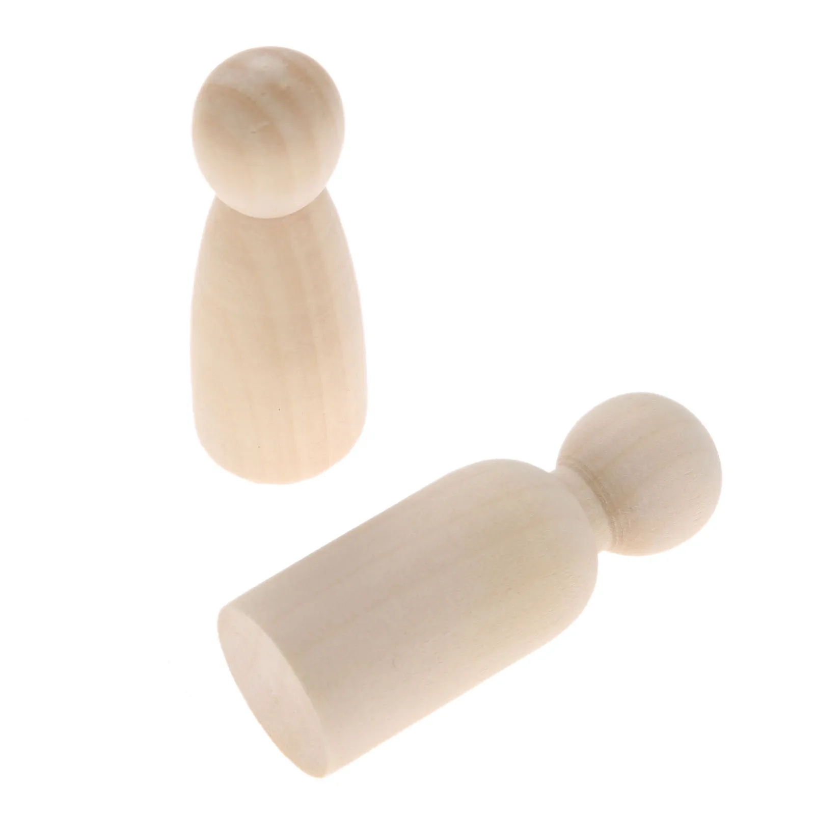 2Pcs Unpainted Blank Wooden Peg People Wood Figurines Peg Dolls Nesting Craft DIY Montessori Toy Kid Wedding Decoration 75*27mm