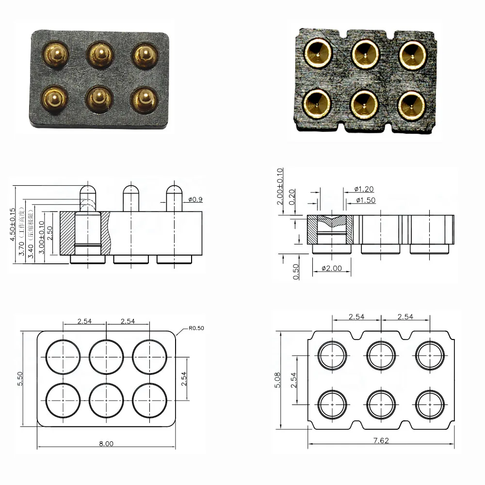 10PCS pogo connector battery spring contact SMD pin pin PCB4 6 test probe gold plated copper power supply