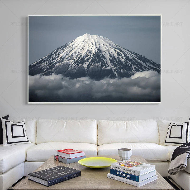 Nature Pictures Mount Fuji Taranaki Snow Mountain Posters Prints Black White Landscape Canvas Painting Wall Art Home Decor