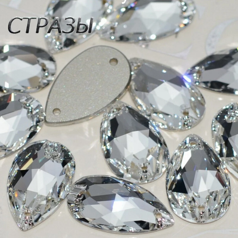 6A Crystal Strass Fashion Shiny Sewing Stones Tear Drop Sew On Rhinestones For Craft Dress decoration bags garment shoes