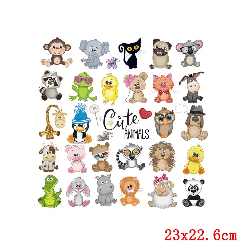 Prajna Cute Cartoon Iron On Transfer Patches Thermal Sticker Small Animal Applique Heat transfer Vinyl Patches For Clothes Kids