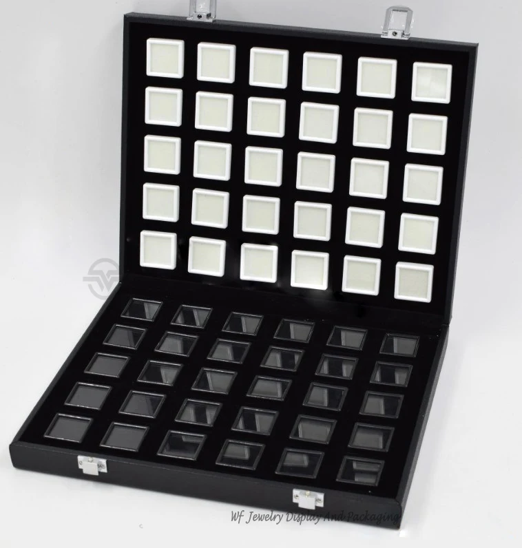 

Travel Gem Storage Box, Black Portable Gem Storage Box, Jewelry Tray, Stone Rack, 3X3cm Diamond Box, 60 Pieces