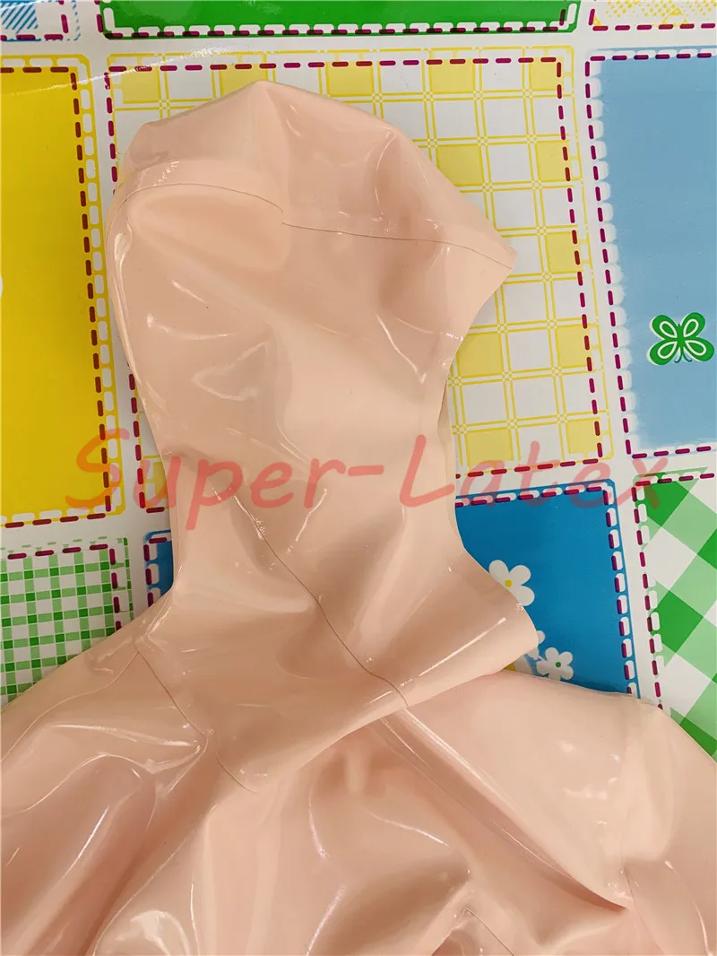 SKIN latex catsuit open face fixed C Cup silicone breast handmade gloves kig