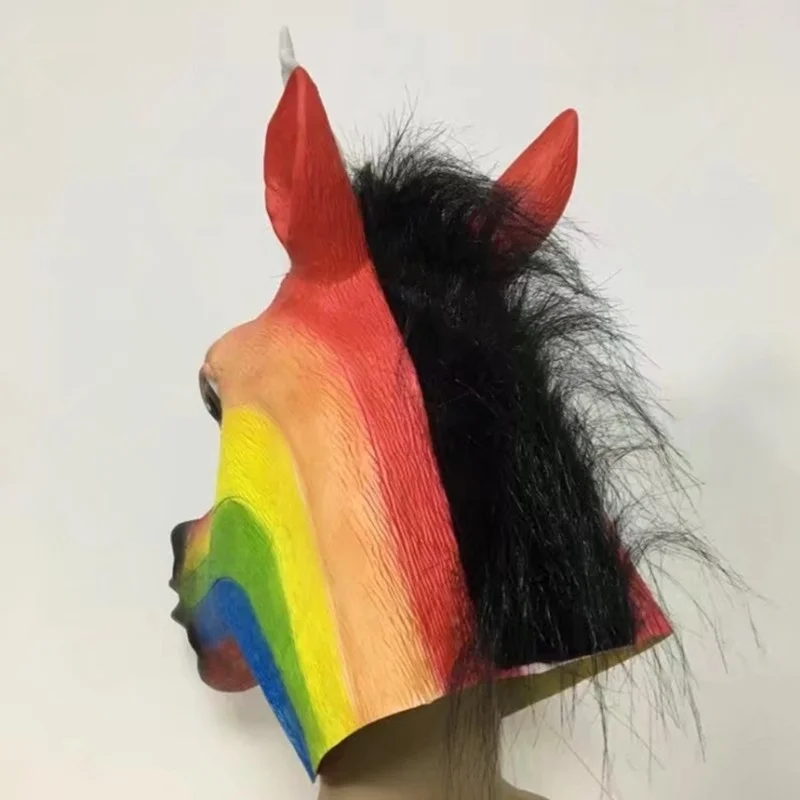 Masque de licorne en arc-en-ciel pour adultes, masques d'animaux, têtes de fête