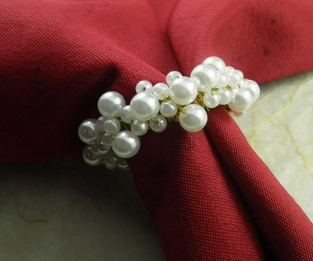 White Pearl Napkin Rings Beaded Wedding Napkin Ring Wholesale Napkin Holder