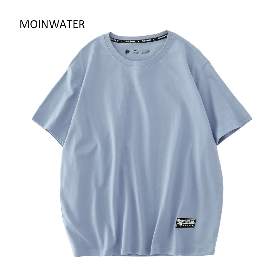 MOINWATER New Women Light Green Cotton T shirts for Summer Famle Simple Casual White Tees Lady Fashion Streetwear Tops MT22069