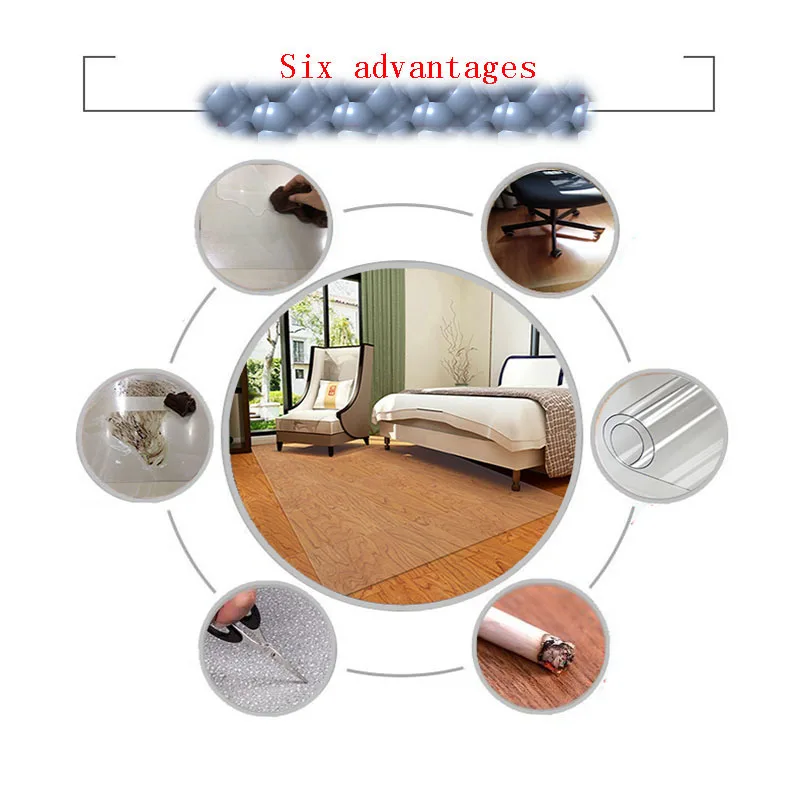 Tapis rond en PVC imperméable, nappe transparente, couverture de table de cuisine, salle à manger, verre doux, table de gril, virus, 1.0mm