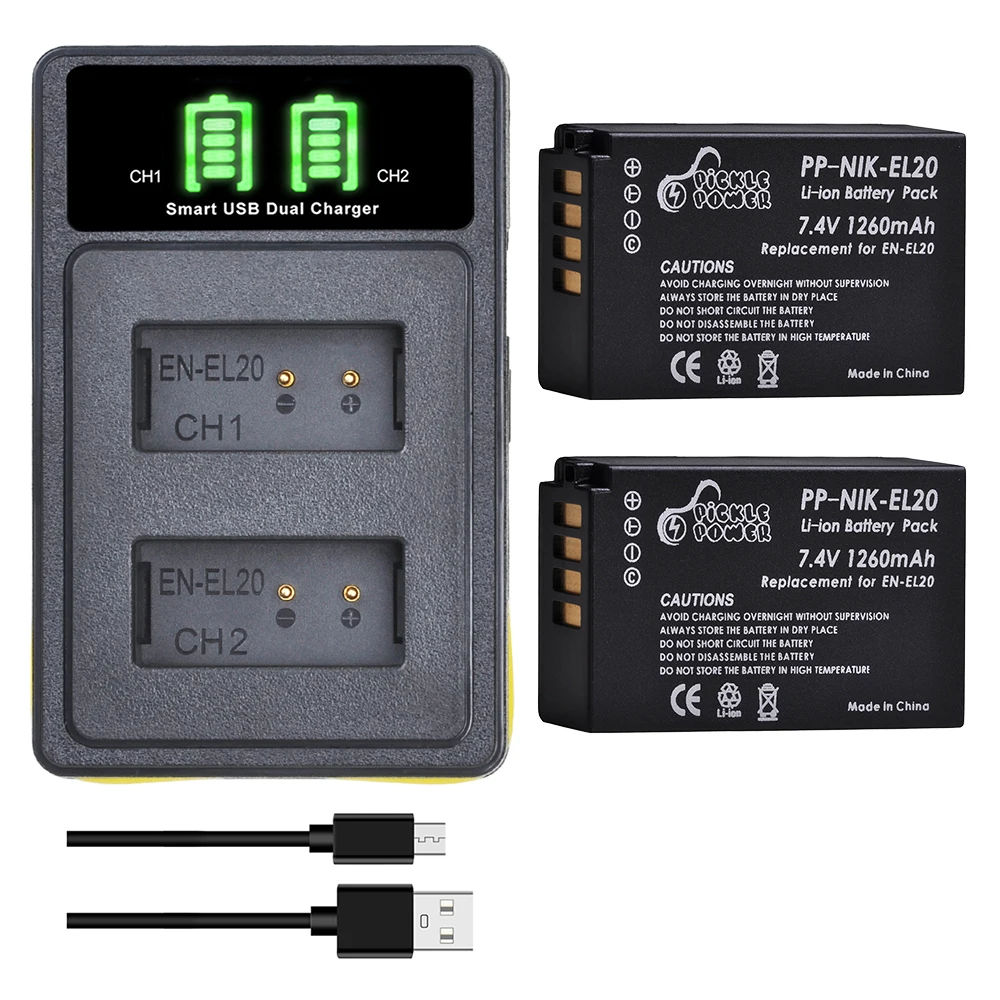 ENEL20 EN-EL20a EN-EL20 Battery / Charger for Nikon Coolpix P1000 P950 Nikon 1 J1 J2 J3 S1 V3 DL24-500