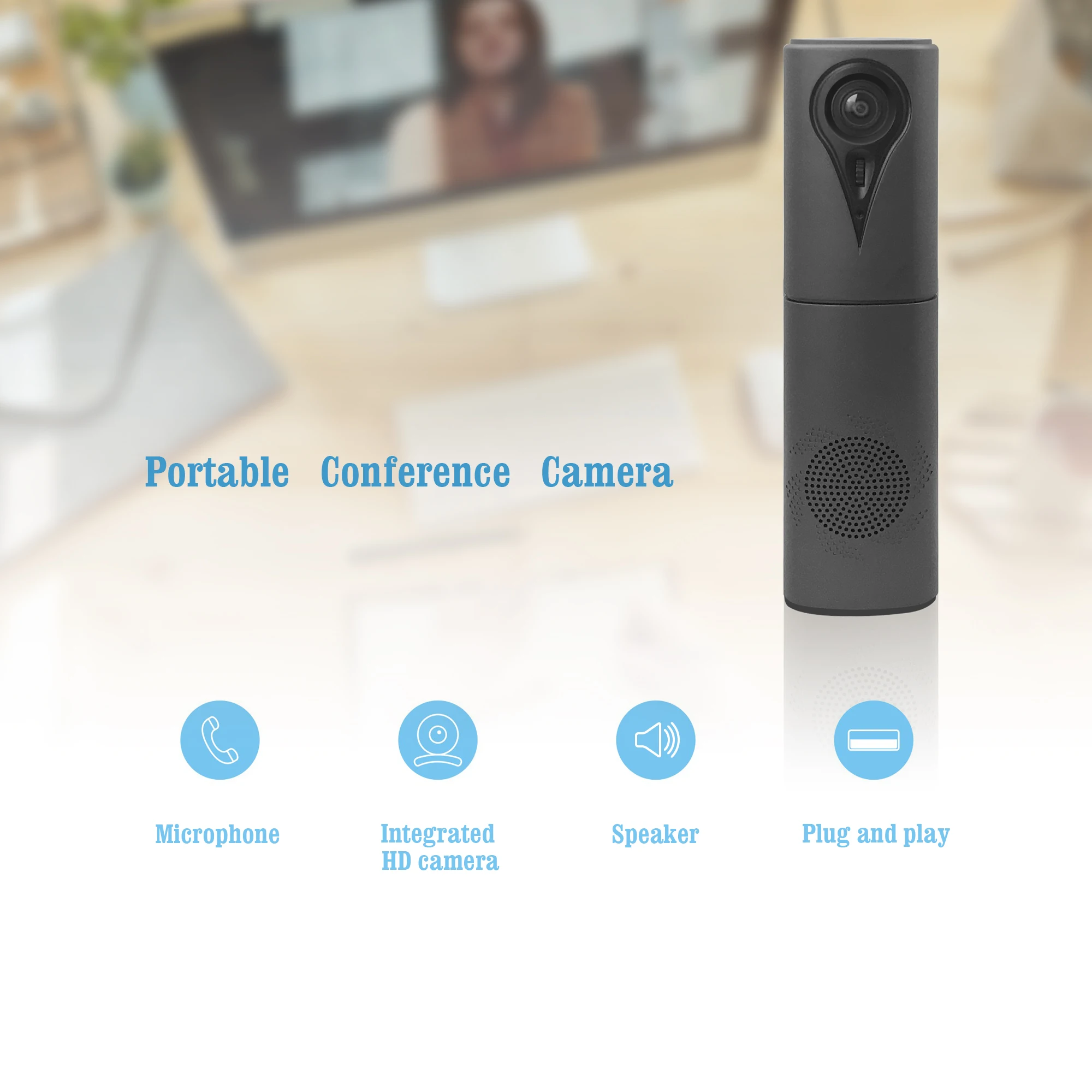 Protable HD Video Conference Camera with Built in Microphone for Zoom Video Conferencing