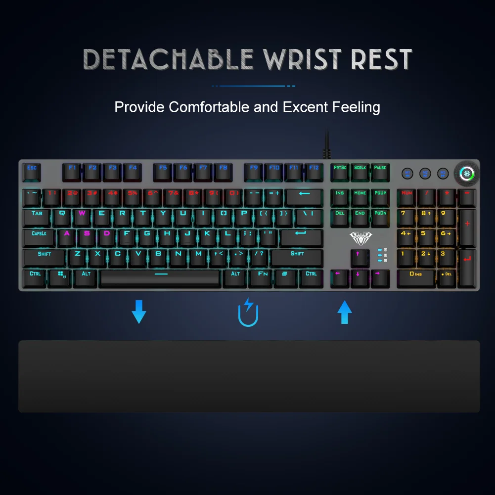 AULA F2088 Mechanical Gaming Keyboard Anti-ghosting 104 blue Switch blue Wired Mixed Backlit Keyborad for Game Laptop PC