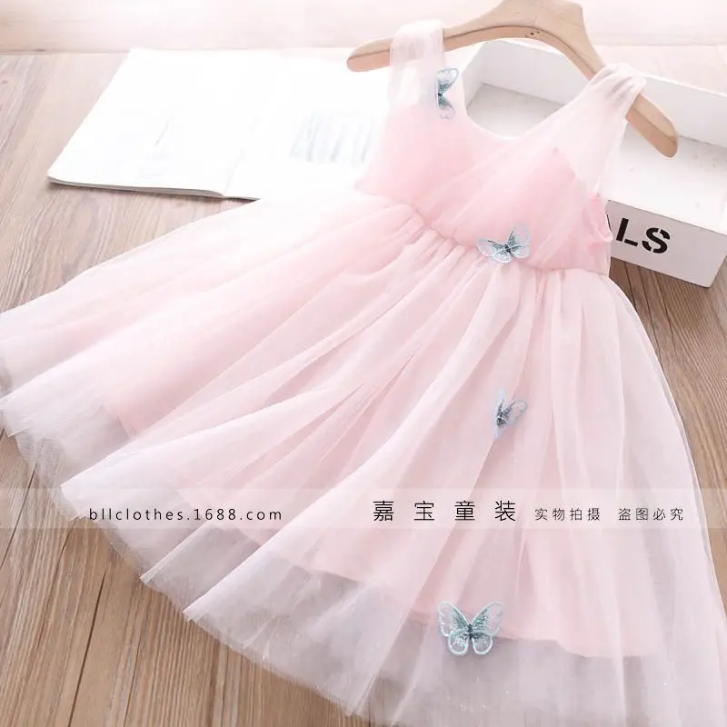 girl 3D butterfly voile Princess dresses 2020 New Spring summer new baby children kids casual stitching birthday party dresses