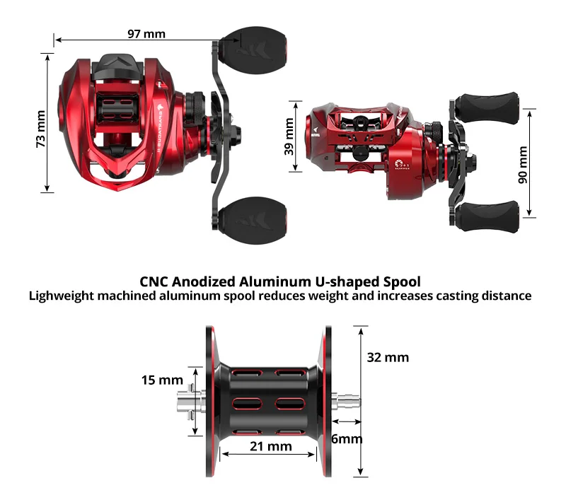 KastKing Spartacus II Ultra Smooth Baitcasting-Rolle, 8 kg maximale Zugkraft, 7+1 Kugellager, 7,2:1 Hochgeschwindigkeits-Übersetzungsverhältnis, Angelspule – Detail 11