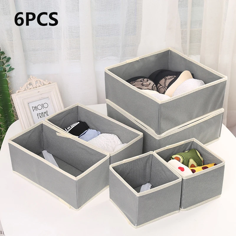 3/6Pcs/Set Dormitory Closet Organizer For Socks Home Separated Underwear Storage Box Bra Organizer Foldable Drawer Organizer