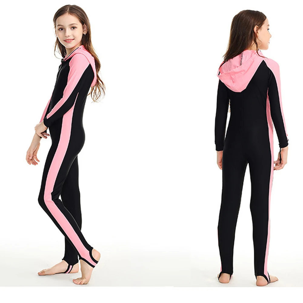 2021 Kids Wetsuits Nylon Long Sleeves Diving Suits for Boys/Girls Children Rash Guards One Pieces Surfing Swim Snorkel