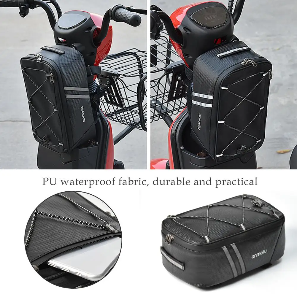 8L Motorcycles Bag Trunk Bag PU Waterproof Bicycle Trunk Bag Cycling Rack Pack Bike Rear Bag Frame Accessories Behind Seat