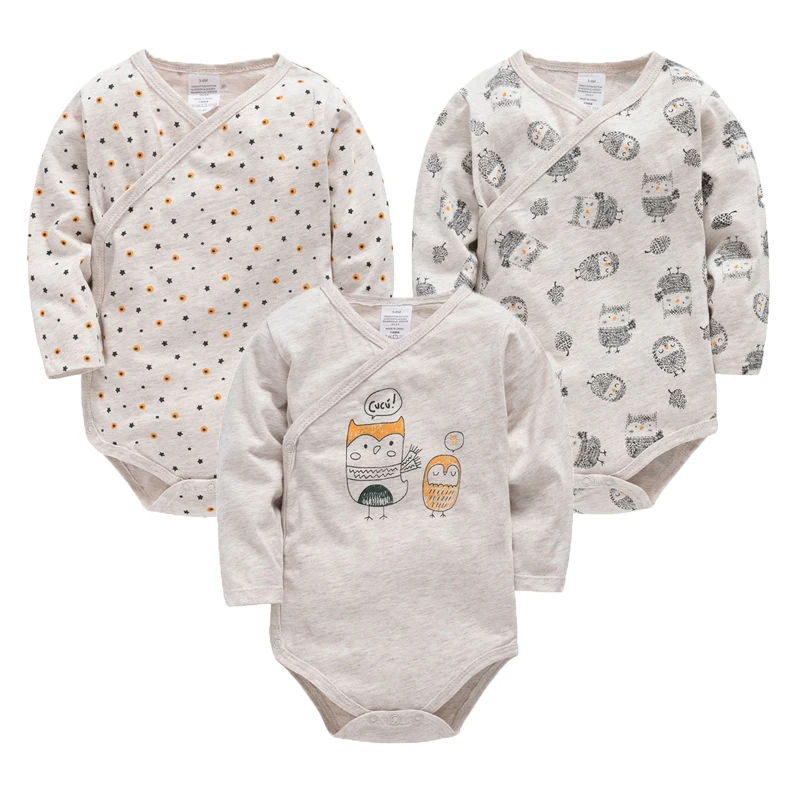 Kavkas Newborn Baby Long Sleeves Bodysuit Set Unisex Cotton Overall Gilrs Owl Pattern Clothing Toddler Boys Jumpsuit