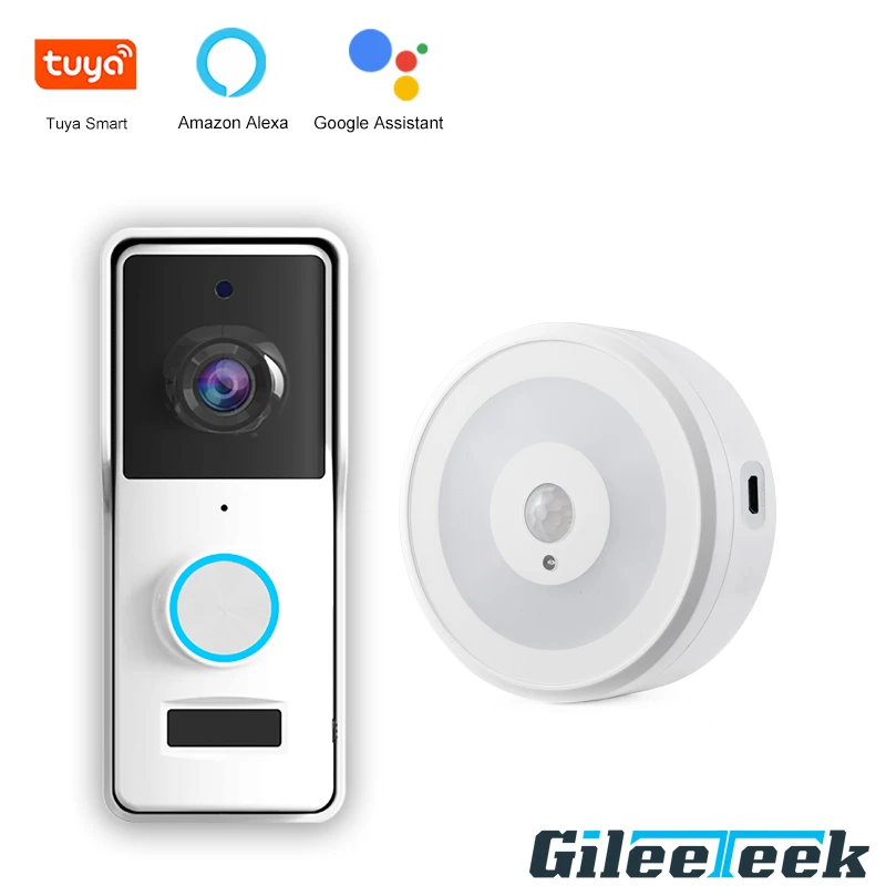 WF005 Tuya Smart WIFI Doorbell HD 1080P Wireless Camera Two-way Voice  Audio Works IP65 Waterproof Compatible IOS and Android