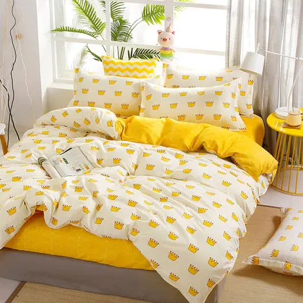 Yellow Lemon Prints Bedding Set 3/4pcs Kids/adult Bed Linen Duvet Cover Bed Sheet Pillowcase fruit quilt cover sets Bedroom