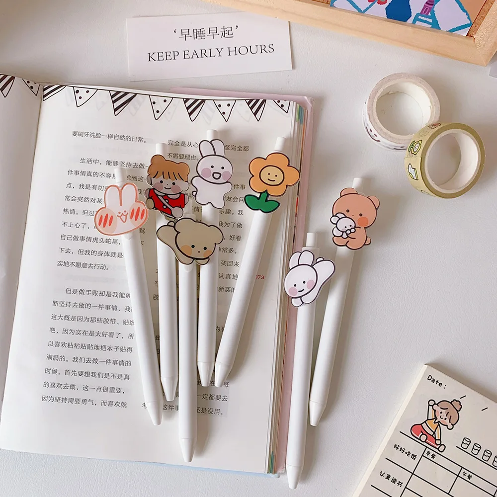 Skysonic 1Pc Kawaii Gel Pen Dieren & Bloemen Studenten Onderzoek Pen Cartoon Kinderen Schrijven Druk Pen School Kantoorbenodigdheden