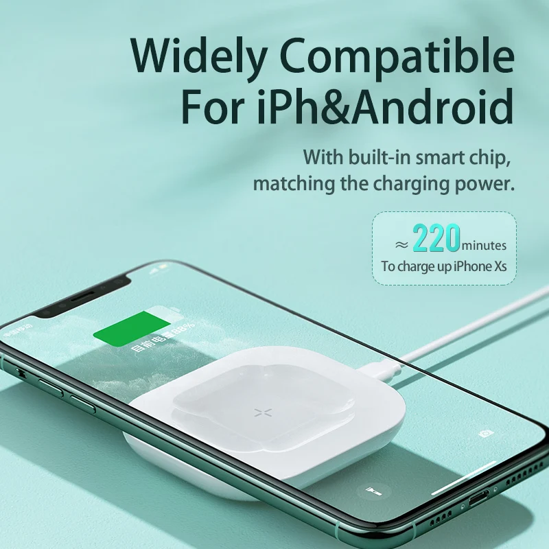 Fast 10W 2in1 Smart Phone Charger Earpods Wireless Charging station For Iphone 11 X SE 8 Huawei Xiaomi Samsung