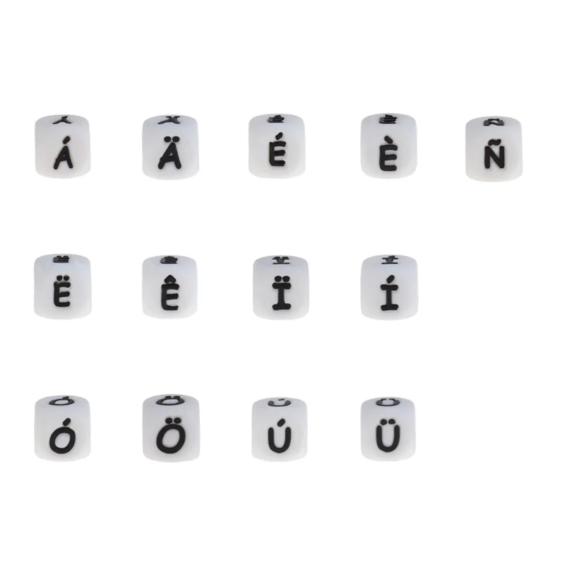 100pcs French Letters Baby Silicone Beads 12mm Alphabet Beads BPA Free  DIY Nipple Chain Jewelry Accessories German, Italian