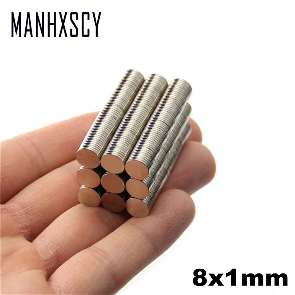 

500pcs Neodymium N35 Dia 8mm X 1mm Strong Magnets Tiny Disc NdFeB Rare Earth For Crafts Models Fridge Sticking magnet 8x1mm