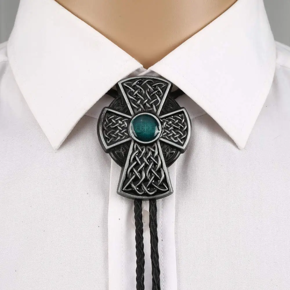 2 colors cross gemstone bolo tie for man handmakde  Indian cowboy western cowgirl  zinc alloy necktie