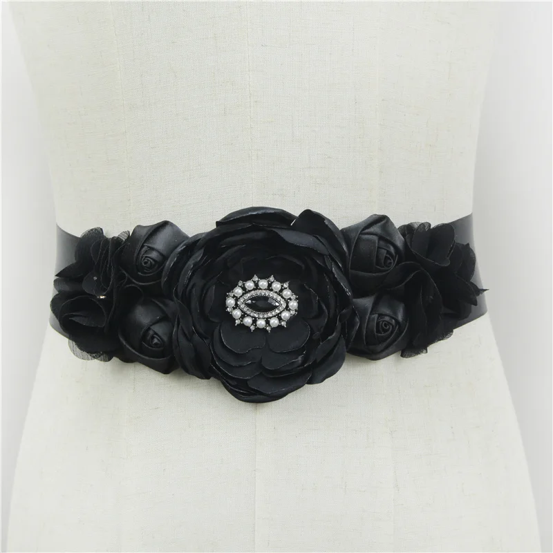 Roze Bourgondië Witte Bloem Riemen Voor Vrouwen Meisje Bloem Stijl Bruids Prom Dress Accessoires Bruidsmeisje Sash Bloemen Riem Tailleband