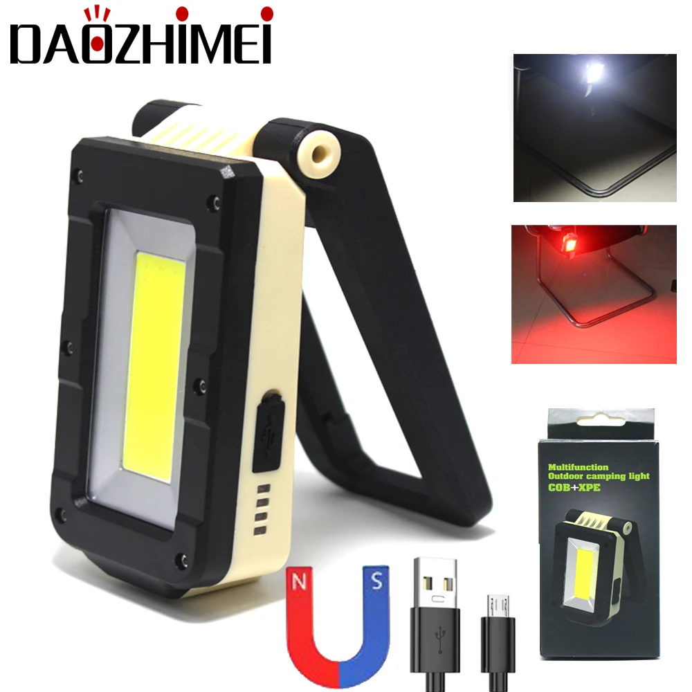 Mini Portable USB Rechargeable Torch COB+XPE LED Flashlight Outdoor lighting Tent light Magnet hook Work Lantern + Built-in batt