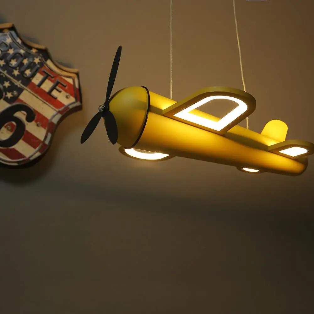 

Modern led chandeliers airplane blue yellow lights children room kids baby boys light fixtures Hanging lamp Home Decor Luminaire
