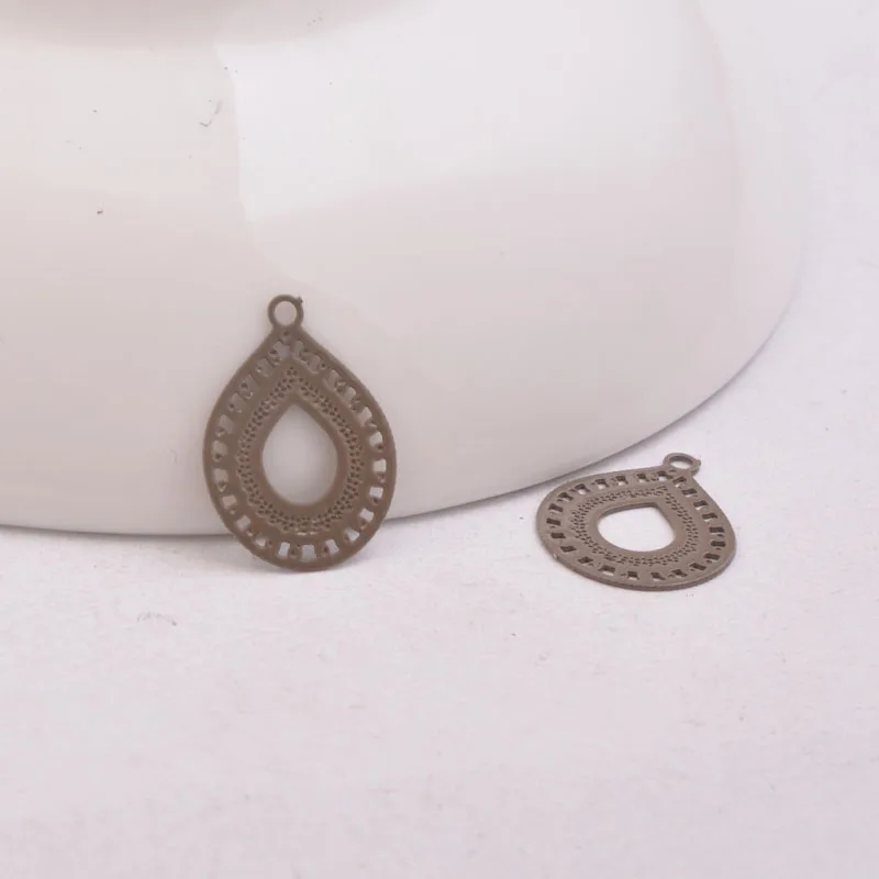 100 Stück AC10569 12*16mm Messing-Filigran-Anhänger in Roségold- und Silberfarbe, kleiner Wasserzeichen-Anhänger, DIY-Schmuckzubehör – Detail 6