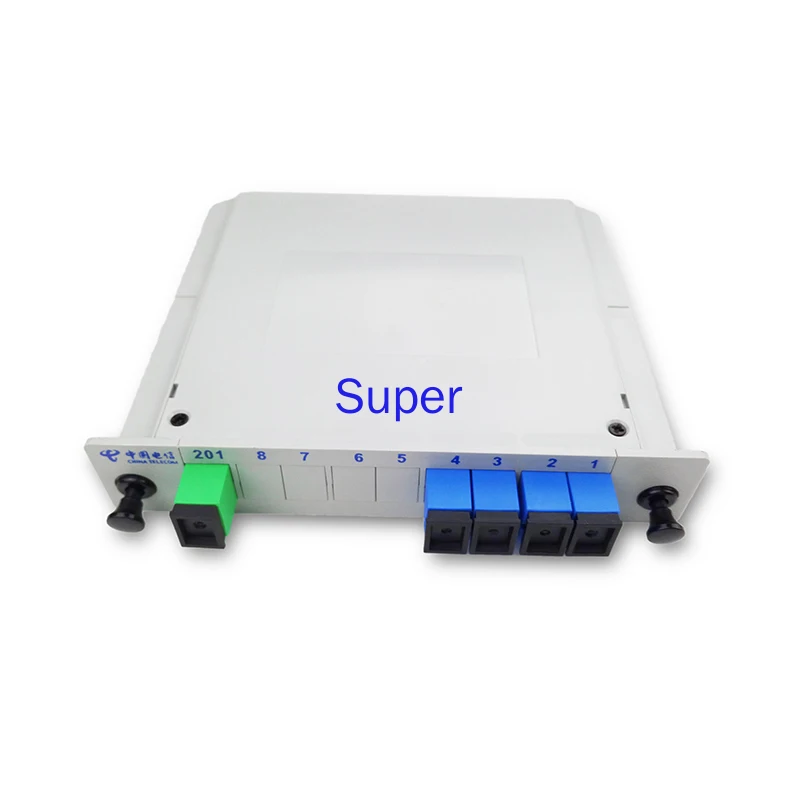 Een Tot Vier Plc Plug-In Optische Splitter 1 Naar 4 Fiber Splitter 1 Naar 4 Brand Nieuwe Kaart type Sc Plug-In Doos