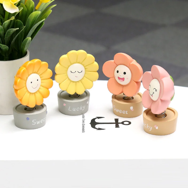 Car Shaking Head Sunflower Decoration Cute Sun Flowers Shake Head Ornament Car Interior Accessories Tabletop Gift Collection Toy 3