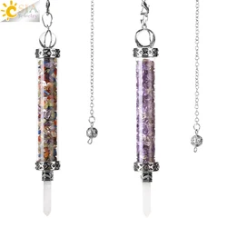 CSJA Wishing Bottle Pendulum for Divination Crystal Stone Pendant Dowsing Pendulum Pendule Radiesthésie Pendulo Adivinacion G882