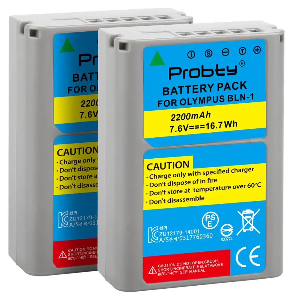 2Pcs High capacity 2200mAh BLN-1 BLN1 bln 1 Rechargeable Li-ion Battery for Olympus E-M5 OM-D E-M1 E-P5 BLN 1 Battery