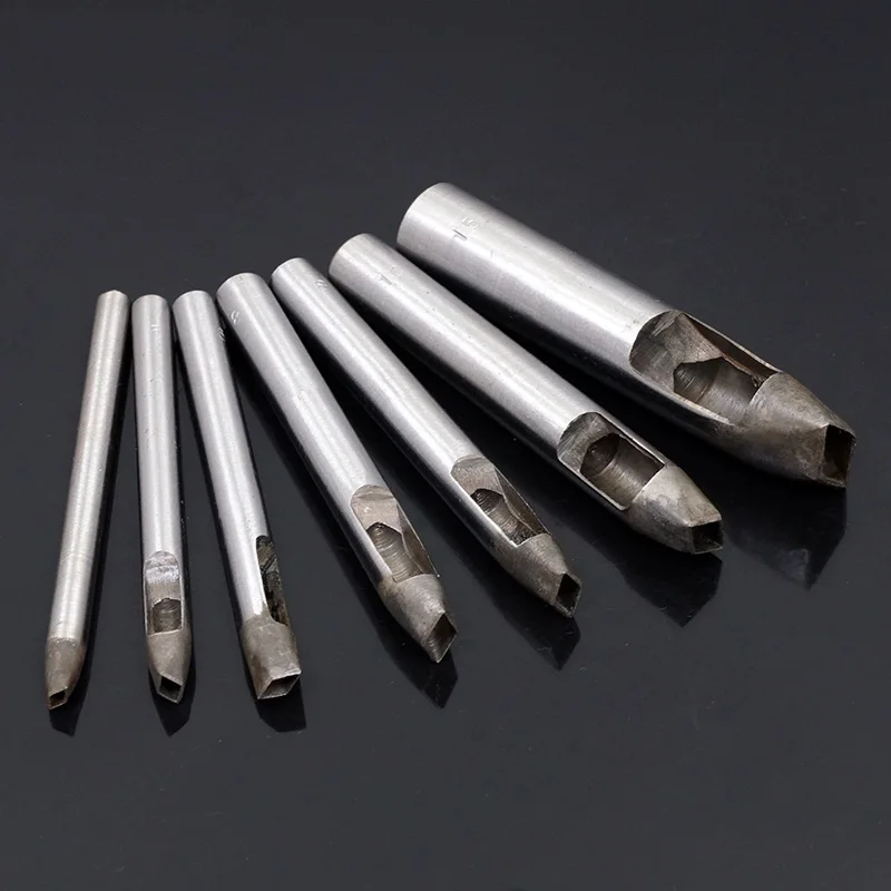 1-5-6Pcs rombo in pelle diamante Punch Tools Craft acciaio Hollow plastica legno cintura foro fiore Leathercraft perforazione professionale