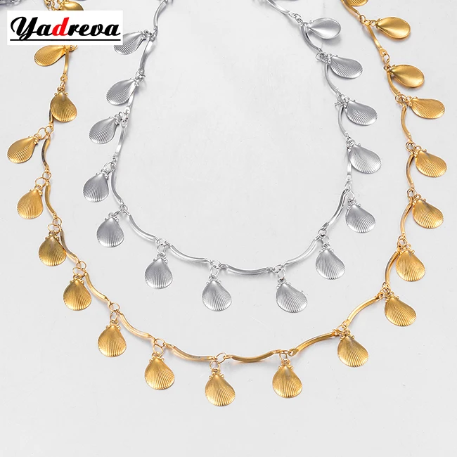 Silber-/Goldfarbene Kette, trendiger Sommerschmuck für den Strand, Urlaubsgeschenk für Frauen und Mädchen, elegante Edelstahl-Muschelkette – Detail 1