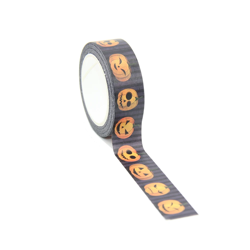 Mới 1 15MM * 10M Halloween Nhăn Nhó Bí Ngô Washi Băng DIY Thêu Sò Giấy Album Ảnh Keo Đắp Mặt Nạ băng