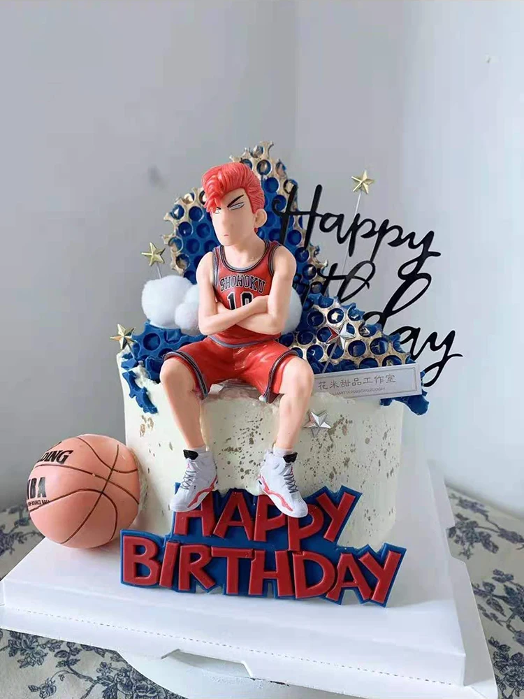 Tema del basket Buon compleanno Cupcake Topper Carino Sport Fans Cake Topper per ragazzi Festa di compleanno Dessert Decorazioni per torte Regalo