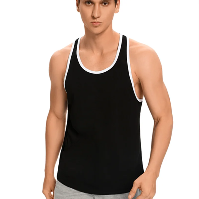 Men Tank Shirt Athletic Sleeveless Y-Shirt Circular Cut Cotton Undershirt for Workout Training Basketball Tank Top Tee