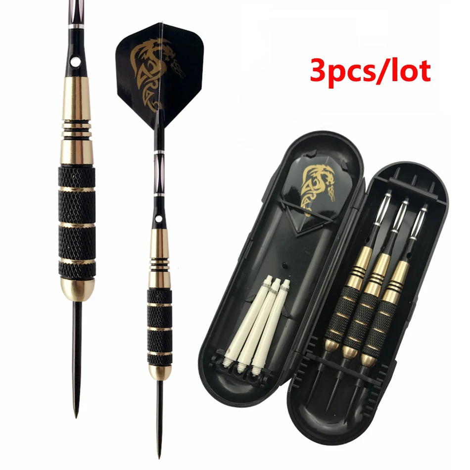 3pcs/lot 24g Professional Brass Barrels Steel Tip Darts for Dartboard Games Black Color with Dart Accessories