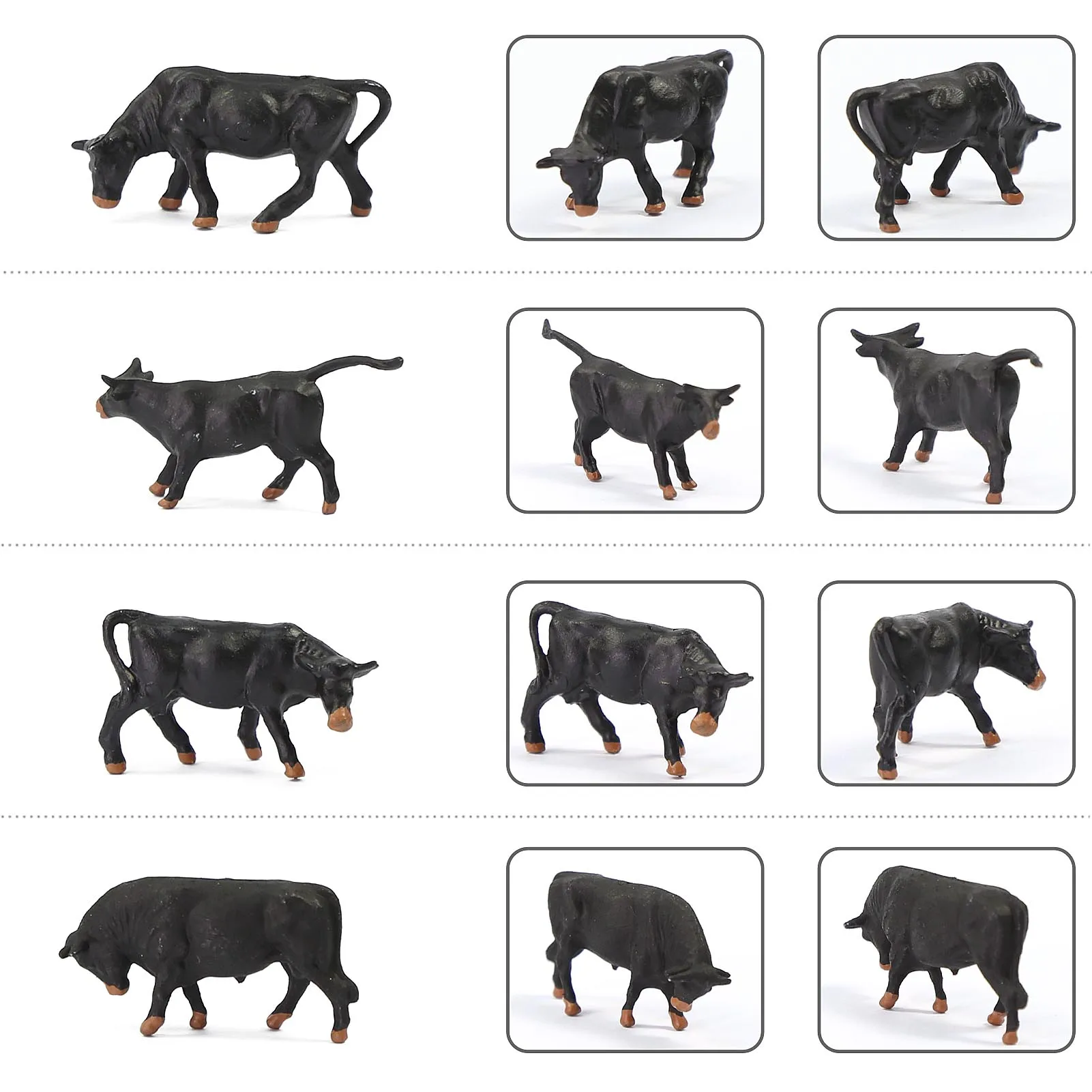 36pcs HO Scale 1:87 Well Painted Farm Animals Black Cows Shepherd AN8722 Model Railway Layout