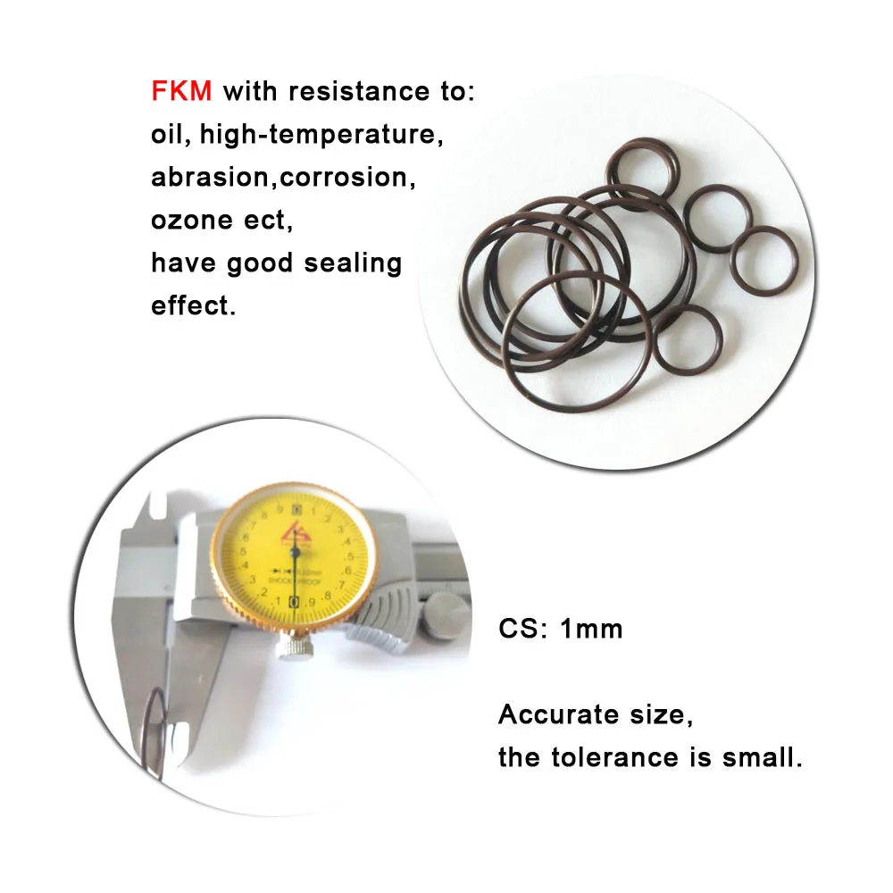 10pcs FKM guarnizione in gomma o-ring spessore CS 1mm OD3mm ~ 42mm guarnizione per anelli al fluoro ad alta temperatura/resistenza alla corrosione