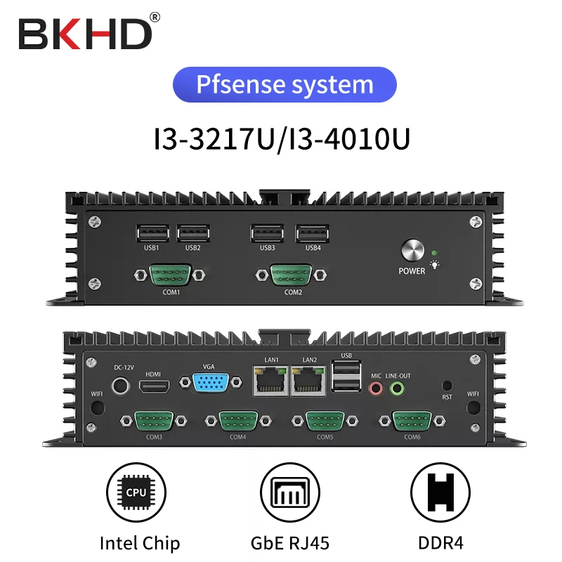 3th Industrial Fanless Intel I5-3317U Windows XP/7/10 Centos Ubuntu Rugged Mini PC 6*COM 2*Lans 6*USB HDMI Industrial Mini PC