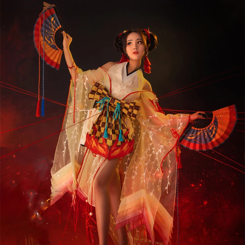 Bu Zhi Huo Wu WYJN Japanese Kimono Female Cosplay Costume Thematic Photography Dance Costume for Fairy Aesthetic Stage Hanfu