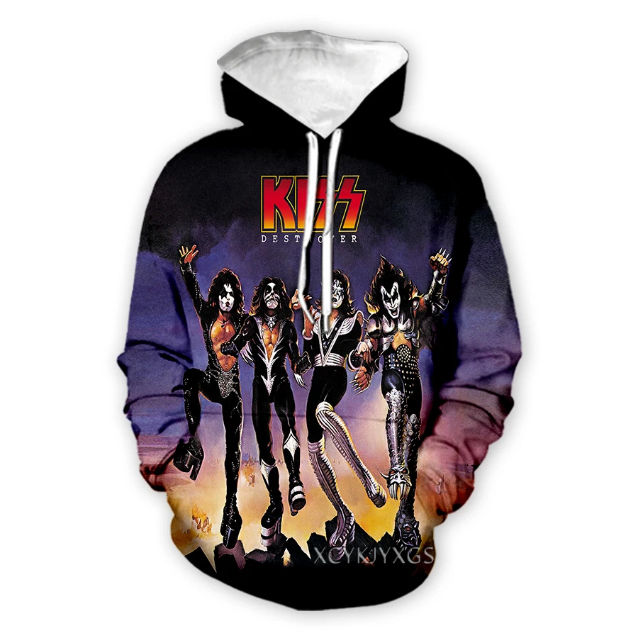 

xinchenyuan New Men/Women's HX Metal KISS Rock Band 3D Print Fashion Clothing Street Hip Hop Casual Sweatshirt Hoodies Z49