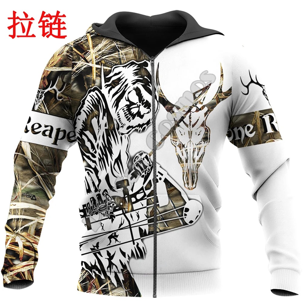 Bone Reaper Sudadera Camuflaje 3D Cazador – Otoño con Cremallera - imagen 3