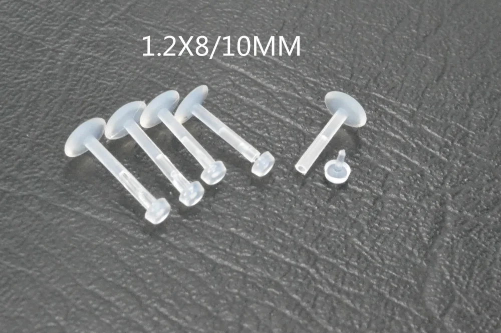 50 Stück Körperpiercing - UV-flexibler Retainer, transparenter flacher Lippen-Labret-Ring, Push-In-Ohr-Helix-Stab, Lippenpiercing 16gx8/10mm – Detail 4